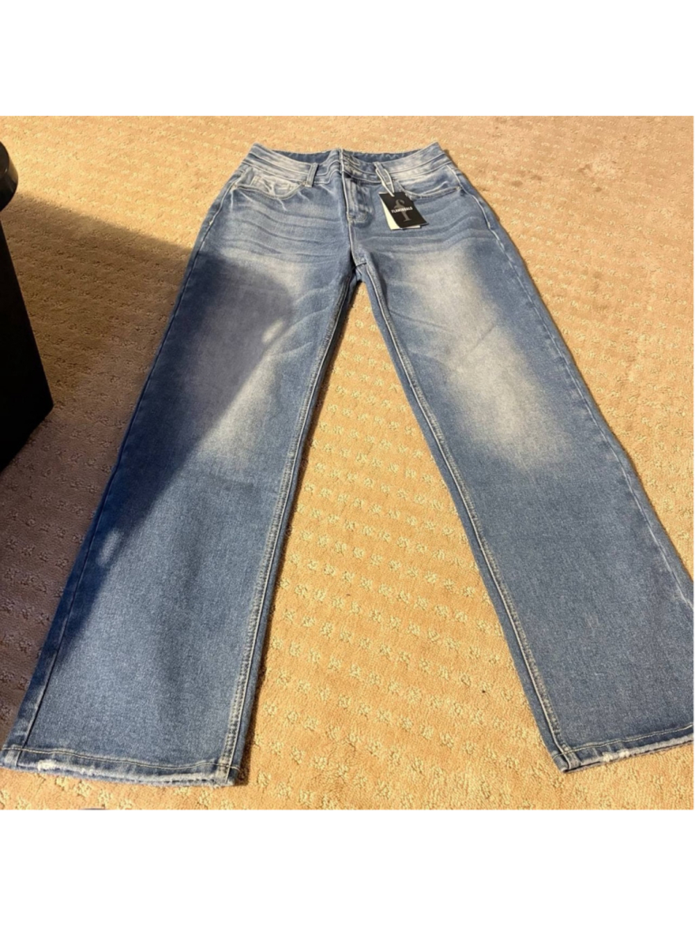 Flamingals Straight Leg Jeans for Women Elastic High Waist Washed High M.